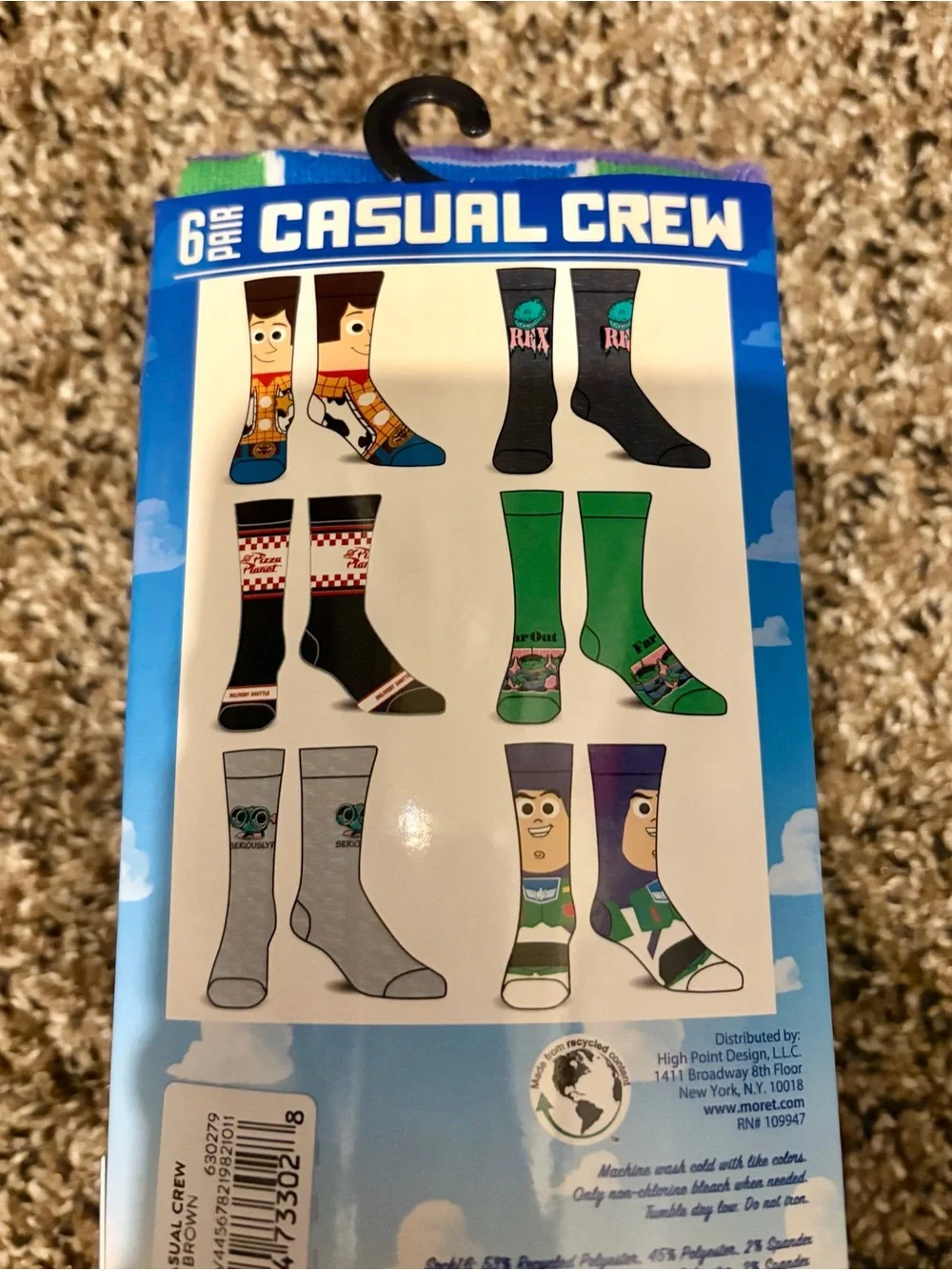 Men’s Toy Story Character Crew Socks 6-Pack